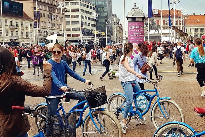 All of Zagreb Bike Tour - The National Theatre and Zagreb’s yellow buildings