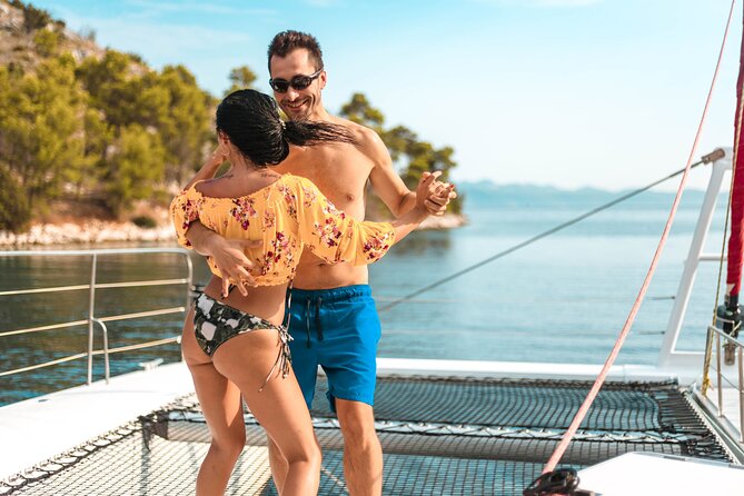 Blue Lagoon, Trogir & Čiovo catamaran tour with Food and Drinks - Music, dancing, and the feel onboard