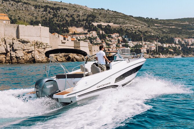 Elaphite Islands Luxury Private Boat Tour with Cap Camarat 7.5 - Swimming, drinks, towels, and the boat itself