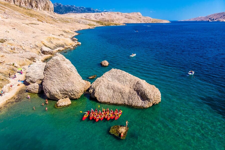 From Metajna/Novalja: Pag Bay Guided Sea Kayaking Tour - Malin Beach and the useful fresh-water stop