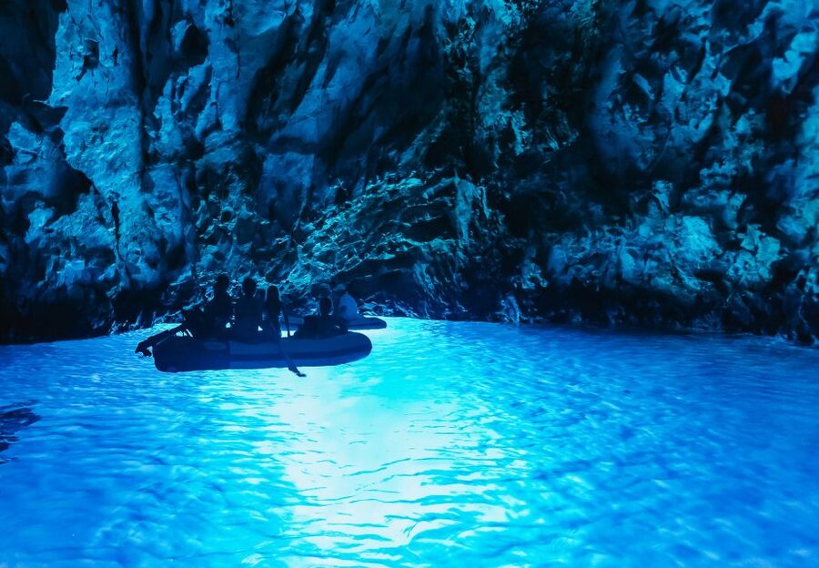 From Split: Blue Cave & 5 Islands with Vis & Hvar Boat Tour - The Blue Cave: beautiful, brief, and weather dependent