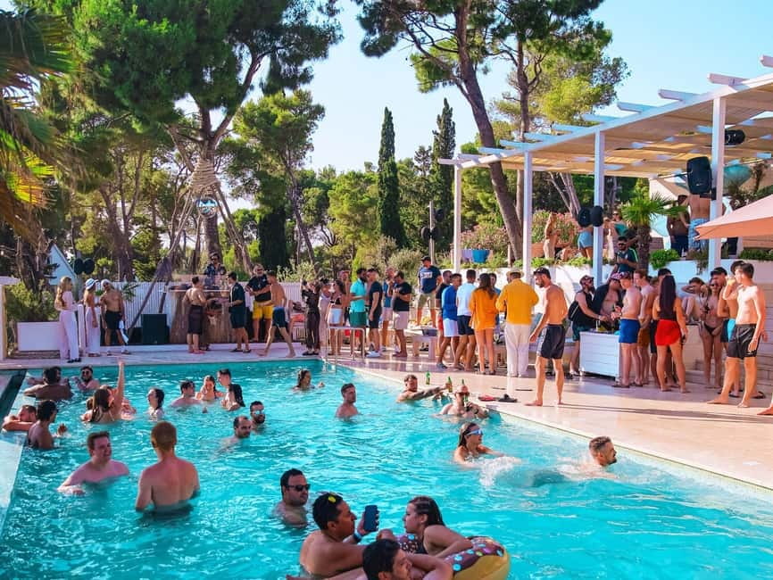From Split: Brač Island Beach Bar and Pool Party - Arriving at the Milna seaside resort