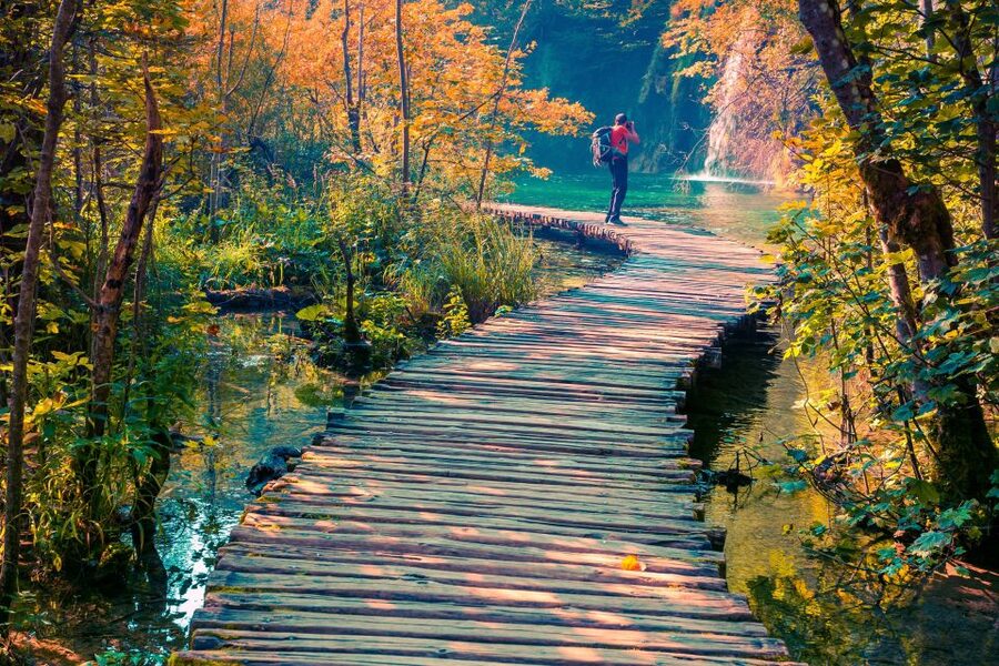 From Split/Trogir/Omiš: Plitvice Lakes Guided Group Tour - The boat ride and panoramic train