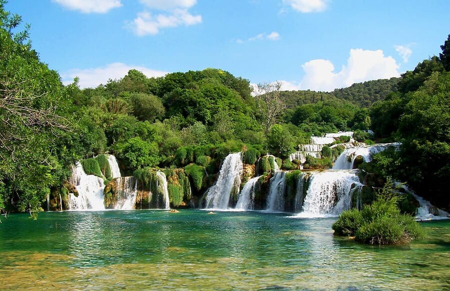 From Trogir, Seget & Okrug: Krka Waterfalls Gastro Tour - Two hours in Skradin with prosciutto, cheese, and wine
