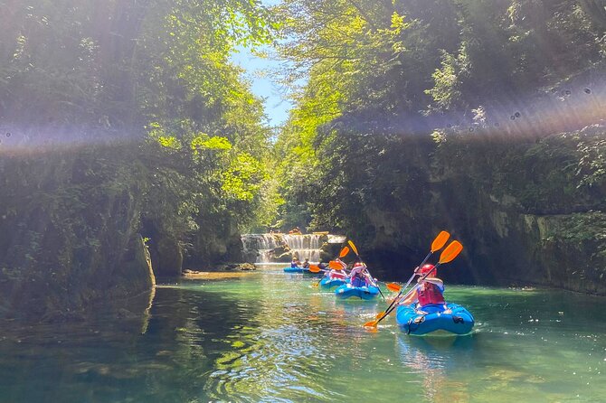 Kayaking at the Mreznica Canyon - Swimming in water clear enough to see the bottom
