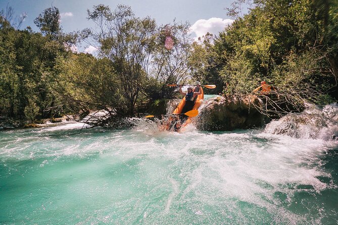 Kayaking Mrežnica river - The first waterfall starts the real fun