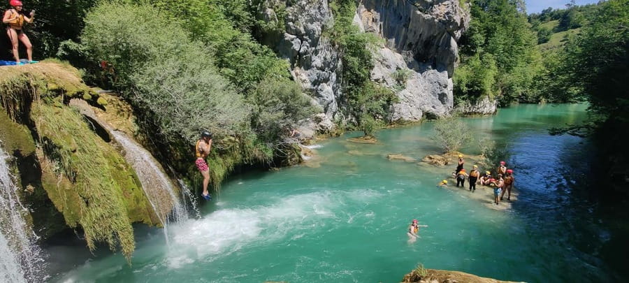Kayaking Mreznica Waterfalls in Natural Monument - The end of the river and the return to base