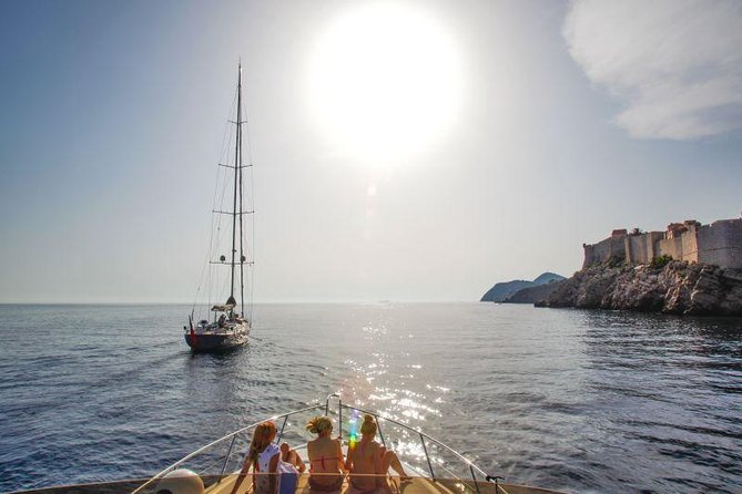 Private Boat Tours Dubrovnik Elaphiti islands & Blue cave - Sunj Beach: sandy shore, forest bar, and a wet landing