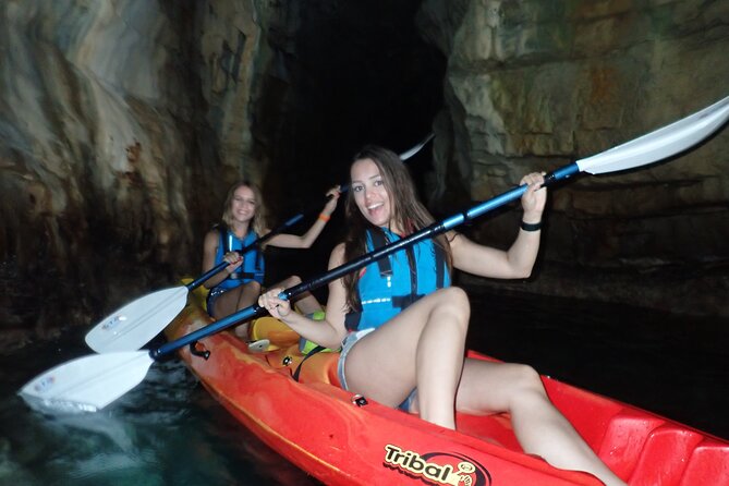 Pula Sunset Adventure – Boat, Kayak, Snorkeling & Sunset - Exploring the cave at Seagull’s Rocks