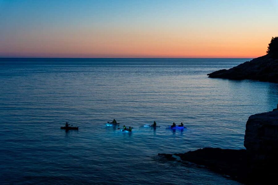 Pula:Sunset Kayak tour with glowing transparent kayak - Valley of Tears and the Brijuni view