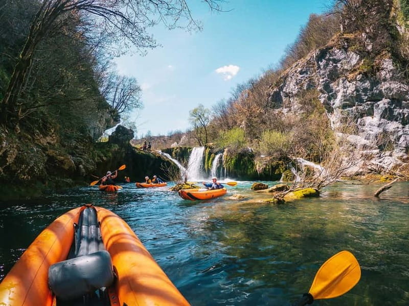 Slunj: River and Waterfalls Kayaking on Mrežnica river - The first waterfall begins the action