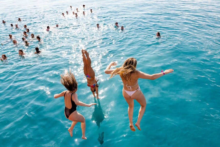 Split: Blue Lagoon Boat Party with DJs, Shots & After Party - Two decks give you room to choose your mood