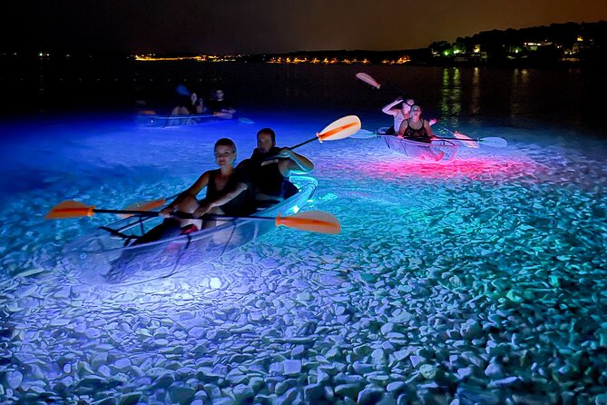 Transparent Kayak Night Glow Experience from Pula - Paddling the Verudela shoreline after sunset