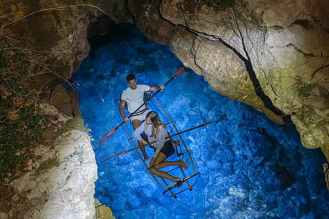 Transparent Kayak Night Glow Experience from Pula - The cave stop and included drink