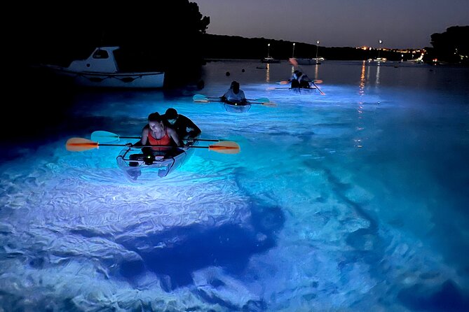 Transparent Kayak Night Glow Experience from Pula - Timing, weather, and group size